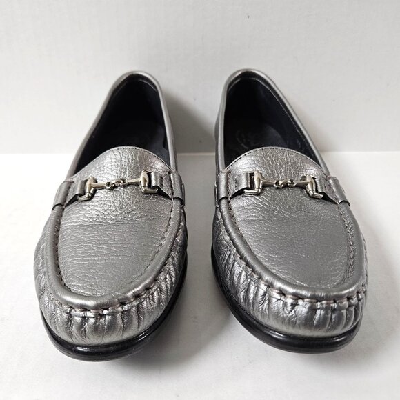 SAS Shoes Womens 8.5 Slim Pewter Metro Slip On Comfort Horsebit Loafers AAA - Picture 5 of 11